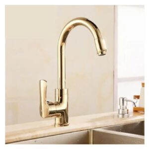 Rose Gold Brass Kitchen Faucet Swivel Kitchen Faucet one Hand hot and Cold washbasin Mixer Faucet (Color : Rose Gold)