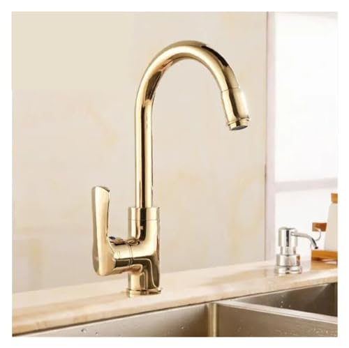 Rose Gold Brass Kitchen Faucet Swivel Kitchen Faucet one Hand hot and Cold washbasin Mixer Faucet (Color : Rose Gold)