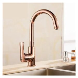 Rose Gold Brass Kitchen Faucet Swivel Kitchen Faucet one Hand hot and Cold washbasin Mixer Faucet (Color : Rose Gold)