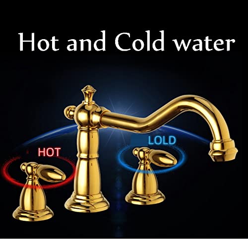 GeRRiT Faucet Bathroom Sink Tap Gold Chrome Solid Brass Bathroom Basin Faucet Mixer Tap, Antique Brass Black Kitchen Sink Faucet, Dual Handles 3Pcs Bathtub Faucet Basin Taps