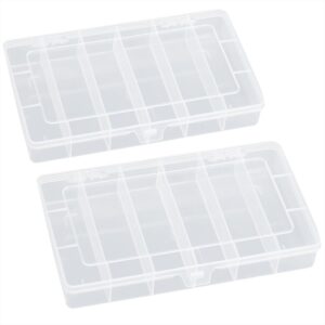 farmer mani 6 grids clear plastic organizer box, bead storage containers, craft organizers and storage beads organizer, art diy, crafts jewelry storage, fishing tackles, 2 pack