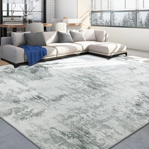 BALAPET 10x14 ft Modern Abstract Area Rug for Living Room Bedroom, Large Machine Washable Floor Carpet with Non-Slip Backing for Indoor Office Dining Room, Boho Home Deco Non-Shedding, Grey