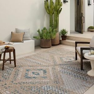 Loloi Amber Lewis x Topanga Natural/Aqua 3'-11" x 5'-11" Accent Rug