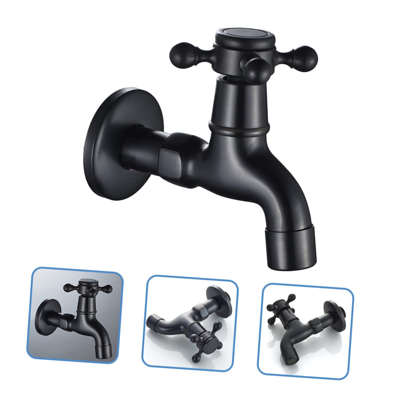 Homoyoyo Mop Sink Faucet Cold Water Faucet Kitchen Faucets Antique Faucet Single Garden Water Faucet Faucets for Bath Sinks Washer Metal Water Tap Black Faucet Cold Water Tap Basin Copper