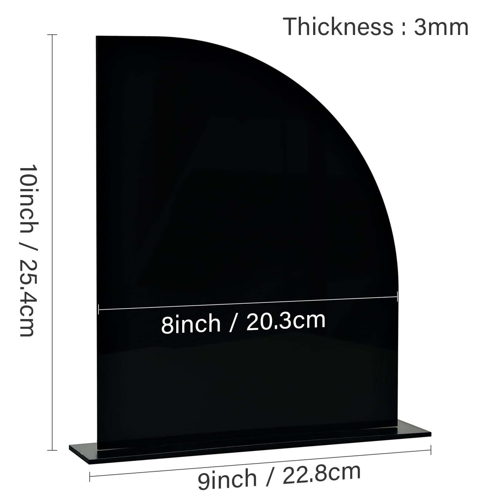 JINMURY 5 Pack Black Half Arch Acrylic Sign with Stand | 8x10 Inch Half Arch Acrylic Blank Sign and Base, DIY Wedding Table Numbers, Wedding Sign, Events& Parties