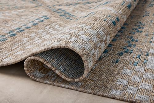 Loloi Amber Lewis x Topanga Natural/Aqua 3'-11" x 5'-11" Accent Rug