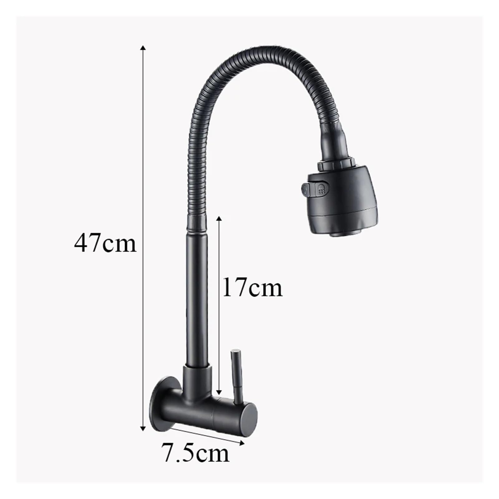 JFUDJKLI Single Cold Water Kitchen Faucet SUS304 Stainless Steel Wall-Mounted 360° Rotating Single Handle washbasin Faucet (Color : Matte Black B)