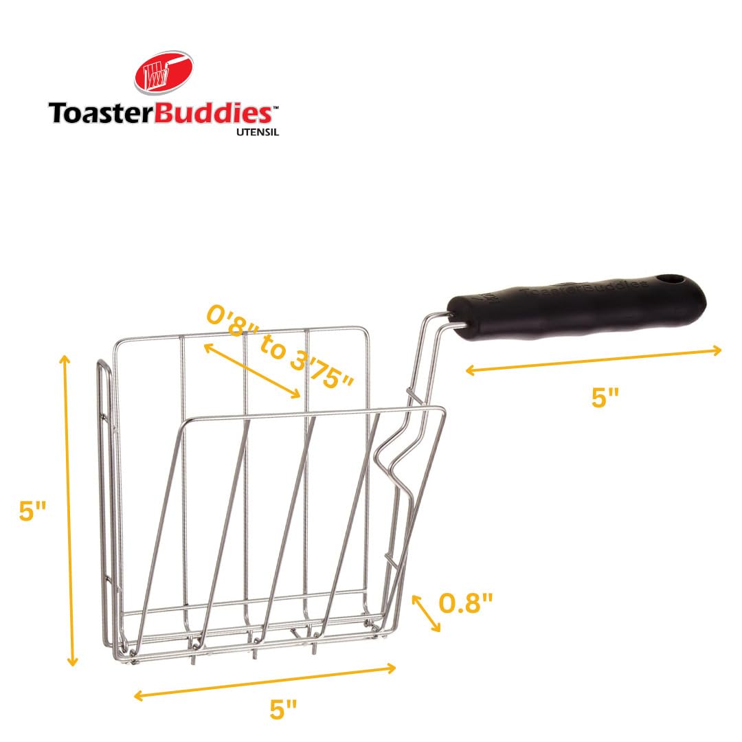 ToasterBuddies TOASTER BUDDIES, 2-Piece, Toaster basket, Sandwich Racks, 2 Slice-Toaster, Compatible with allmost all pop-up toasters, Toaster gadget, Regular, Black