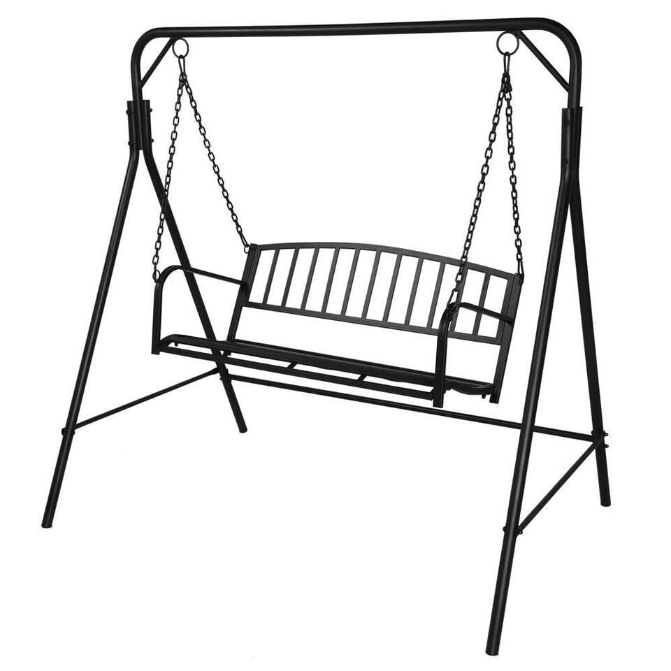 GeRRiT Swing Frame Metal A Frame Swing Stand for Garden Lawn Backyard Porches Stability, Black