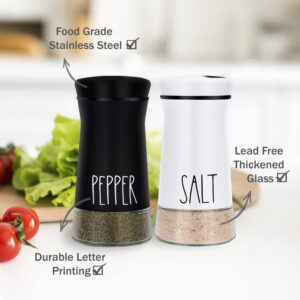 Farmhouse Salt and Pepper Shakers with Adjustable Pour Holes, Refillable Salt Shaker by Aelga, Ideal for Black Pepper, Sea Salts and Kosher