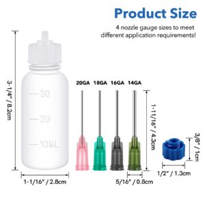 60PCS Glue Applicators Bottles,30ml Plastic Squeezable Dropper Bottles with Blunt Needle Tip 14ga 16ga 18ga 20ga for Glue Applications,Paint Quilling Craft and Oil Squeezable Dropper Bottles Crafting