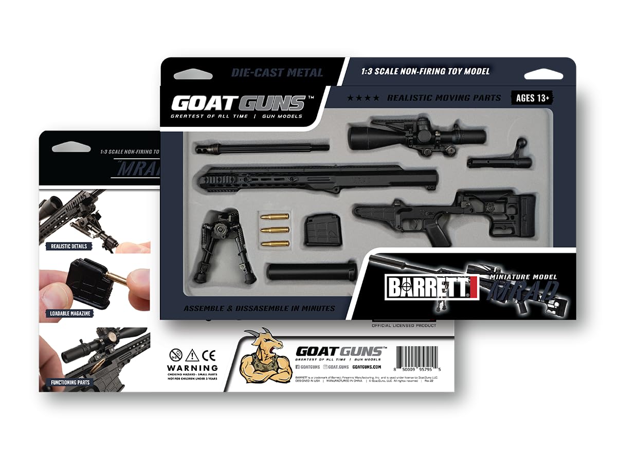 GoatGuns Barrett MRAD Model Black | 1:4 Scale Diecast Metal Build Kit