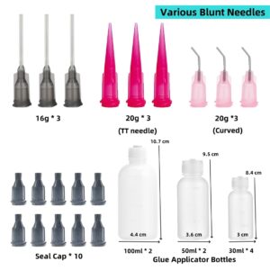 KIGITIK 8 Pack 30ml+50ml+100ml Glue Squeeze Bottle, Precision Tip Applicator Bottle, Needle Tip Squeeze Bottle, Glue Applicator Bottles, for Paint, Quilling, Craft, Ink, Oil