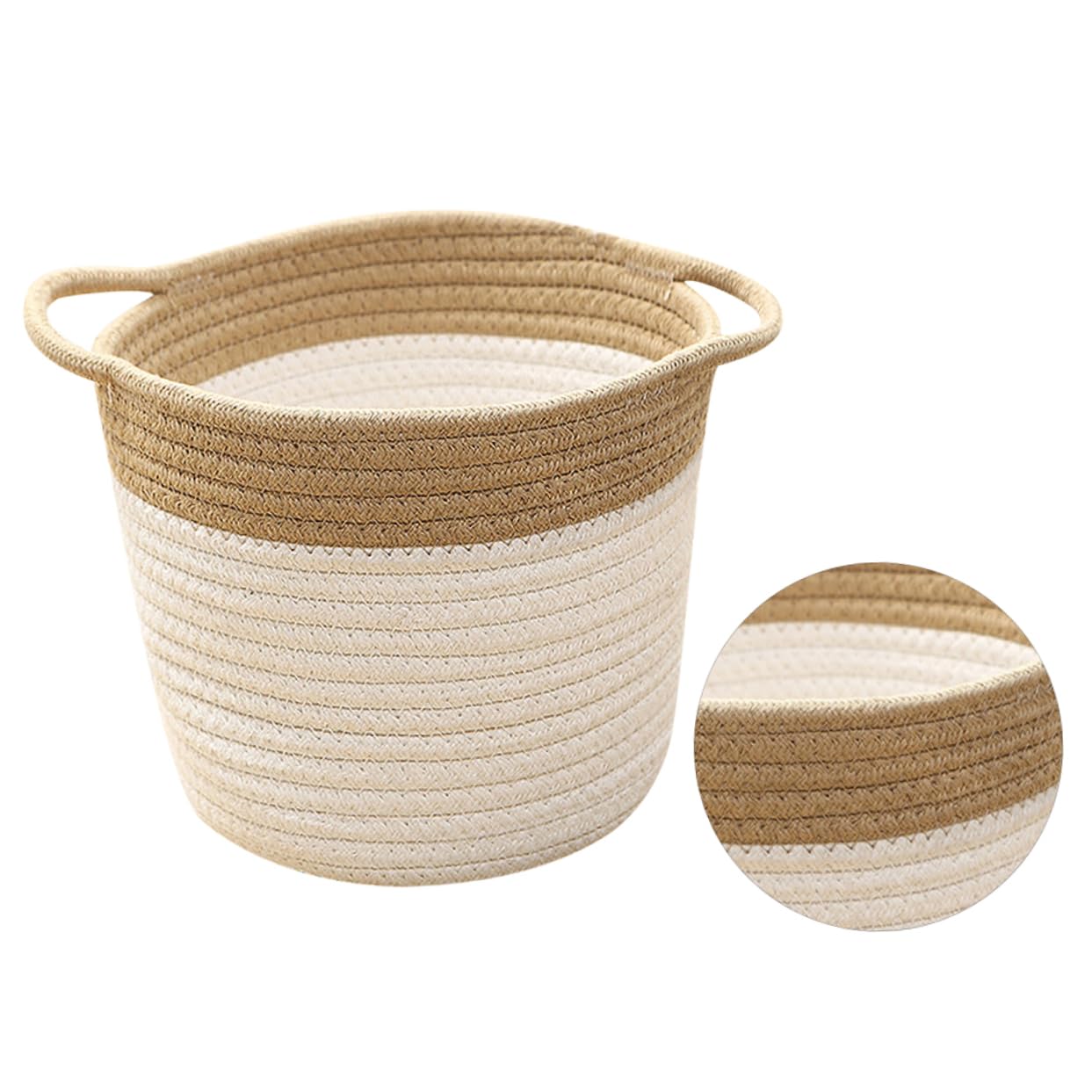 GRIRIW 1pc Khaki Fashion Design Sundries Storage Basket Desktop Cotton Rope Toy Basket