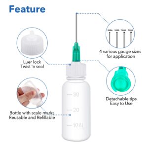 60PCS Glue Applicators Bottles,30ml Plastic Squeezable Dropper Bottles with Blunt Needle Tip 14ga 16ga 18ga 20ga for Glue Applications,Paint Quilling Craft and Oil Squeezable Dropper Bottles Crafting