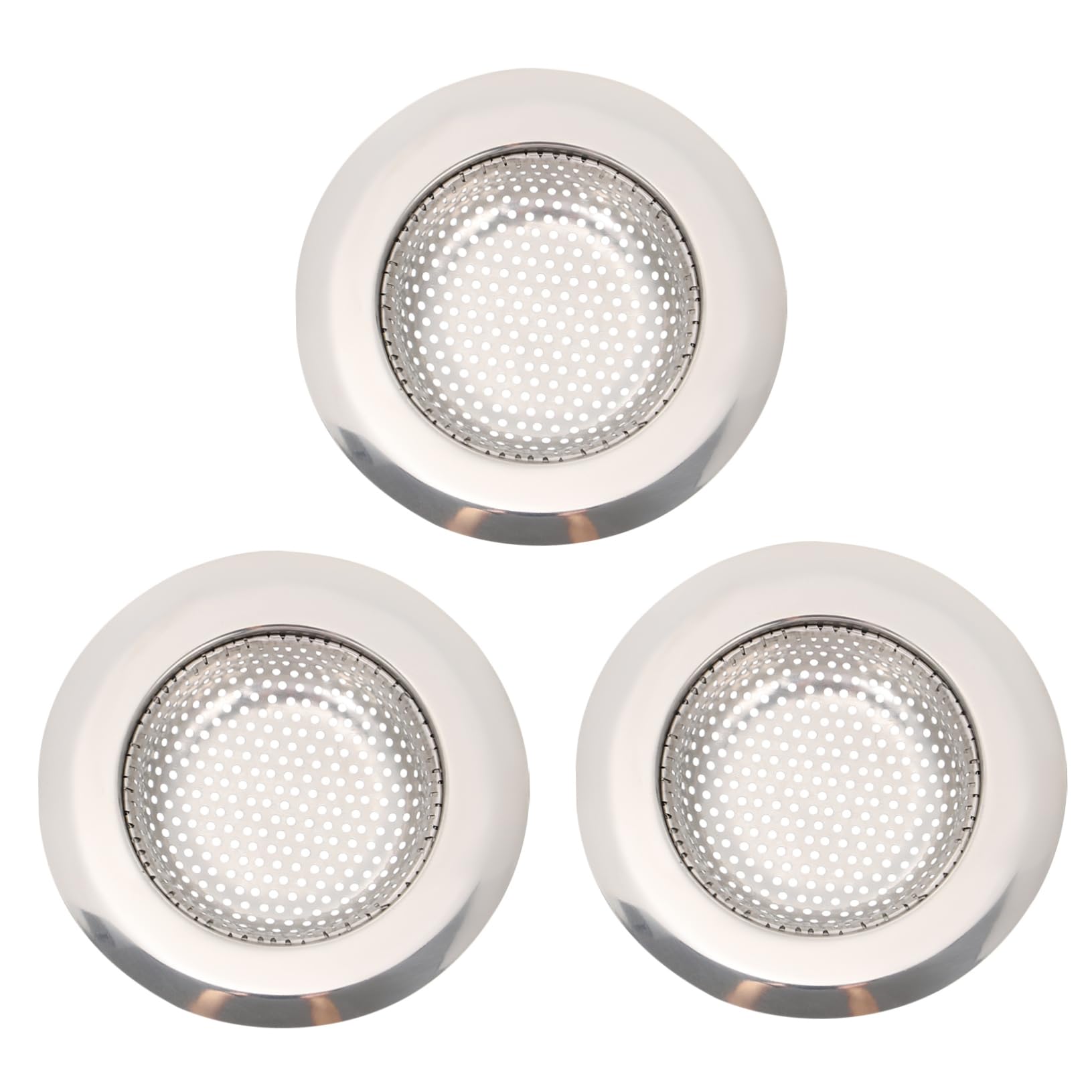 Generic 3pcs Sink Filter Strainer for Sink Faucet Knob Replacement Kitchen Sink Strainer Bathtub Drain Cover Stopper Bath Filter Bath Tub Plug Stopper Bath Sink Food Mesh Stainless Steel, Silver