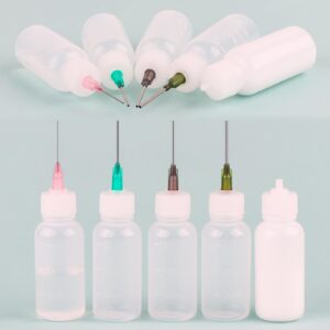 60PCS Glue Applicators Bottles,30ml Plastic Squeezable Dropper Bottles with Blunt Needle Tip 14ga 16ga 18ga 20ga for Glue Applications,Paint Quilling Craft and Oil Squeezable Dropper Bottles Crafting