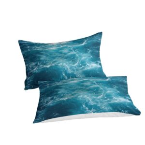 ERGTT Ocean 3D Printed Blue Duvet Cover for Boys Girls Quilt Cover Comforter Covers with Zipper Closure with Pillow Cases Soft Microfiber Bedding Set 3 Pieces Queen（228x228cm）