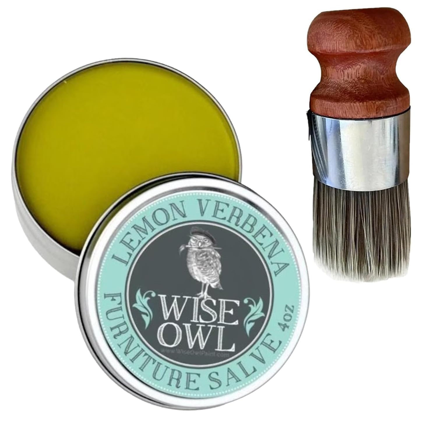 Wise Owl Furniture Salve for Leather,Leather Salve for Furniture,Furniture Salve for Wood,Protect Care Your Leather Pieces and Wood Furniture (4oz Bird + Brush)