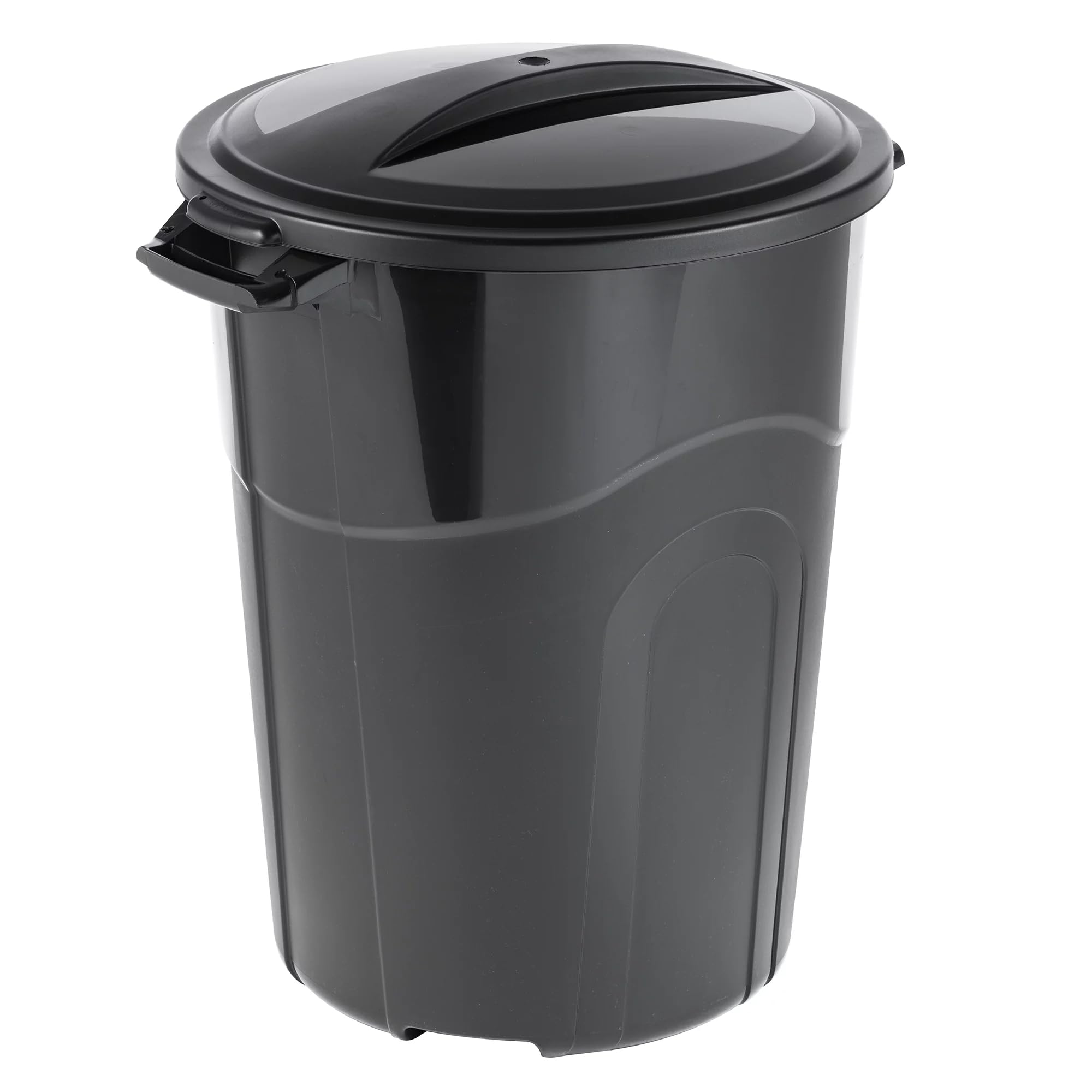 BMHSN 32 Gallon Heavy Duty Plastic Garbage Can, Included Lid, Indoor/Outdoor, Black