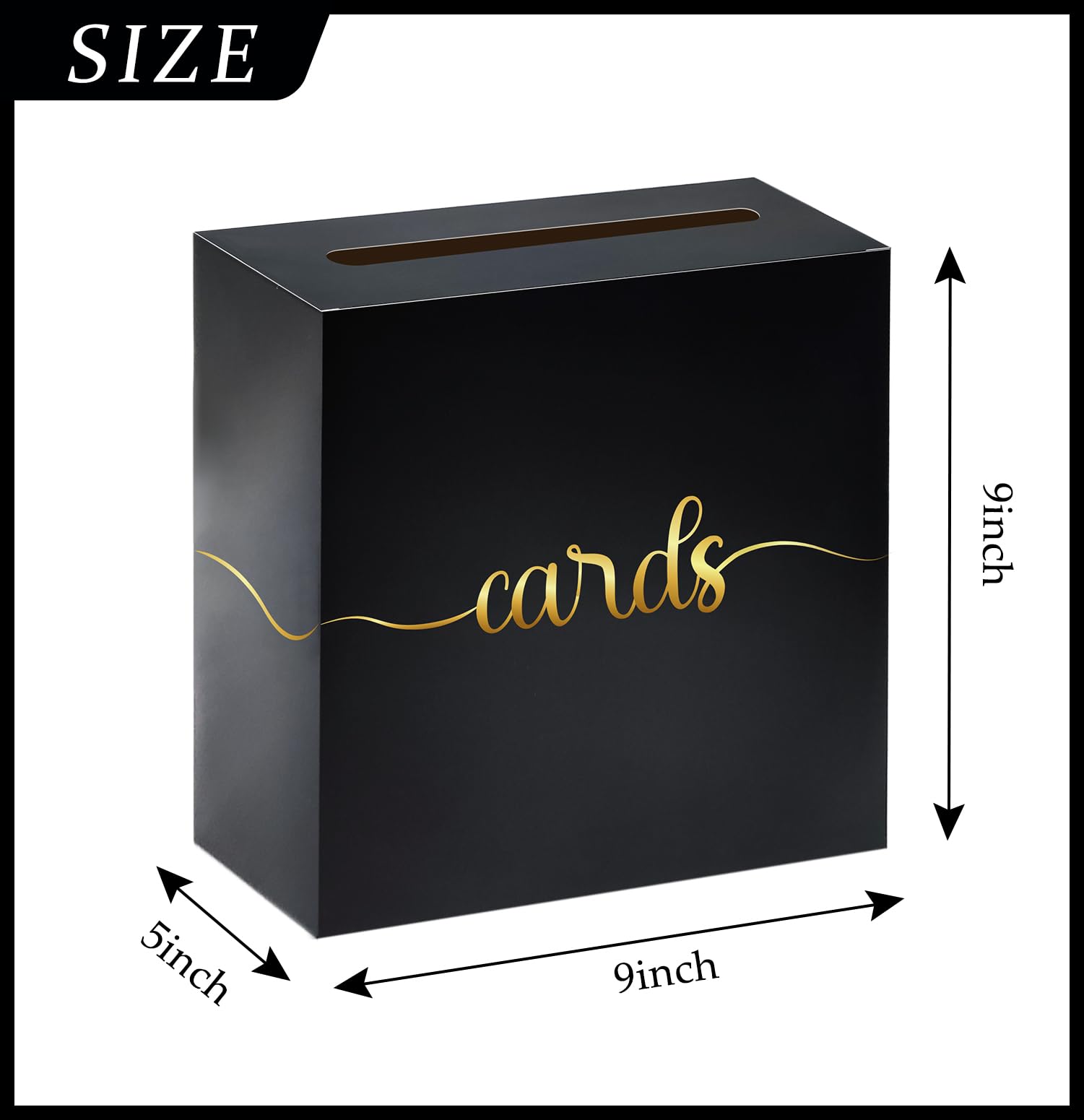 SietDESEO Black and Gold Card Box for Party Envelope Box Money Card Box Gift Card Box Holder for Wedding Reception Baby Shower Birthday Card Box