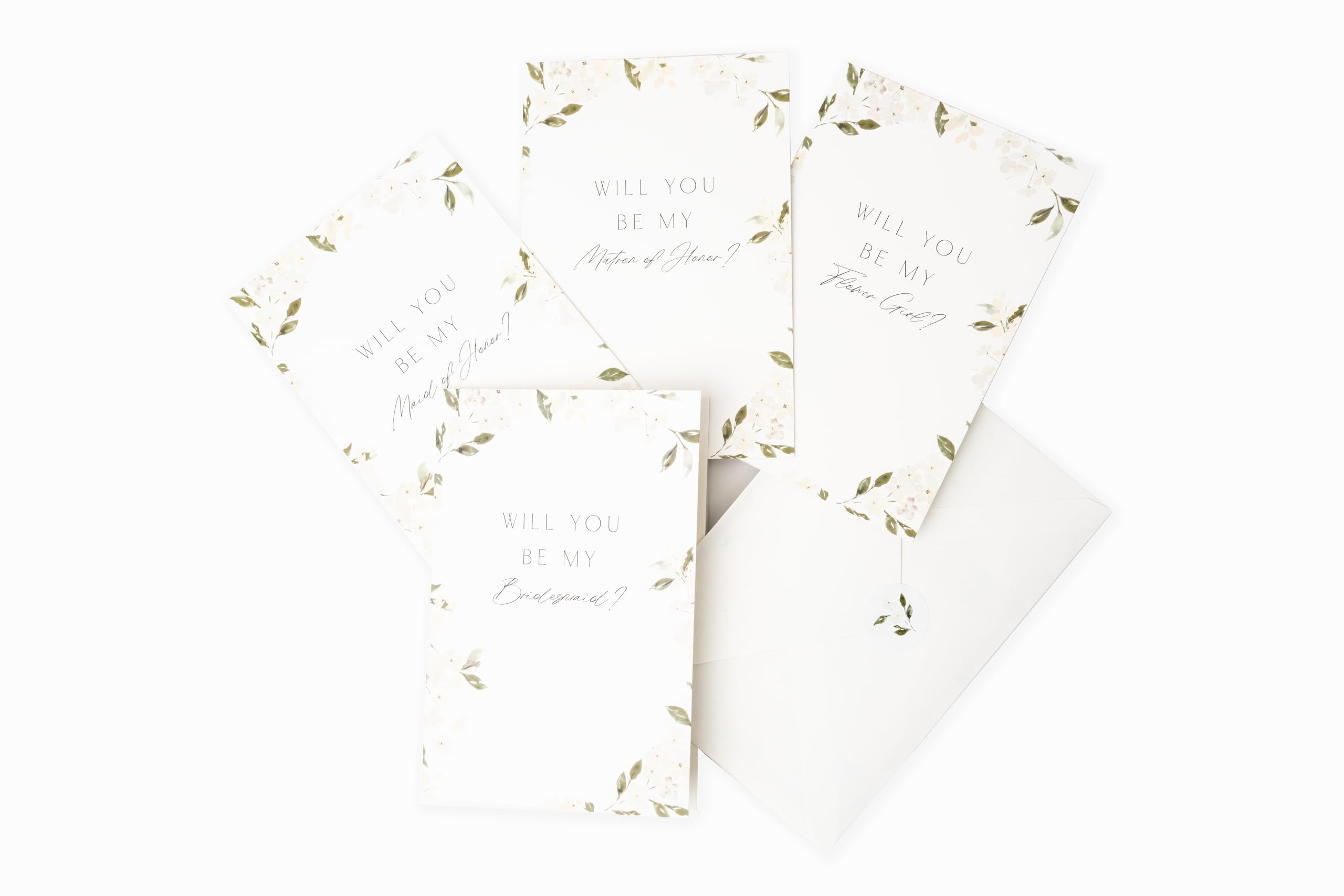 Bridal Party Proposal Cards with Envelopes, 8 Will You Be My Bridesmaid card sets, 2 Will You Be My Maid of Honor card, 2 Will You Be My Matron of Honor, 2 Will You Be My Flower Girl proposal cards