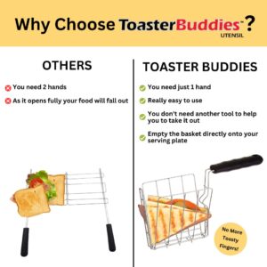 ToasterBuddies TOASTER BUDDIES, 2-Piece, Toaster basket, Sandwich Racks, 2 Slice-Toaster, Compatible with allmost all pop-up toasters, Toaster gadget, Regular, Black