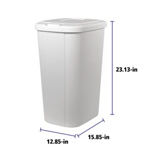 BMHSN Solid Color 13.3 Gal Touch Top Plastic Trash Can, Spring Loaded Lid Garbage Bin for Kitchen,Home, Bedroom, Bathroom,Office & Slim Space-Saving (White)