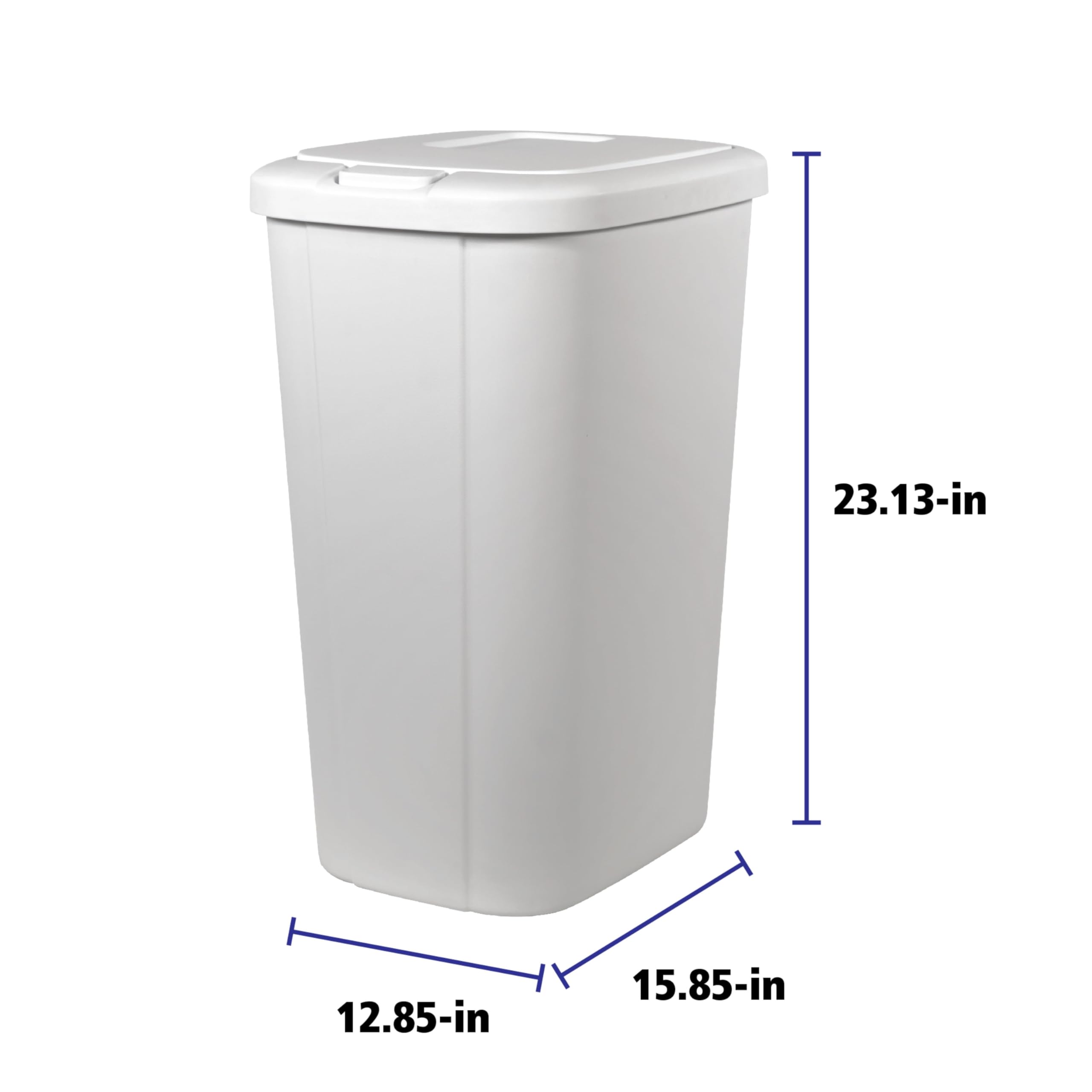 BMHSN Solid Color 13.3 Gal Touch Top Plastic Trash Can, Spring Loaded Lid Garbage Bin for Kitchen,Home, Bedroom, Bathroom,Office & Slim Space-Saving (White)