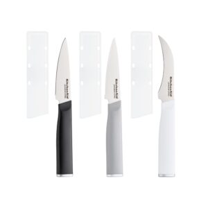 kitchenaid paring knife set, high carbon stainless steel kitchen knife set, razor-sharp blades, 3 piece, multicolor