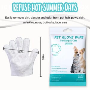 Dog and Cat Cleaning Gloves, Cleaning and Deodorizing Grooming Gloves, Dog and Cat Fur Face, Ears, Eyes, Paws Cleaner, Pet Grooming Wipes, Nourishing Fur, for Daily Care and Travel, No Rinse (6 Pcs)