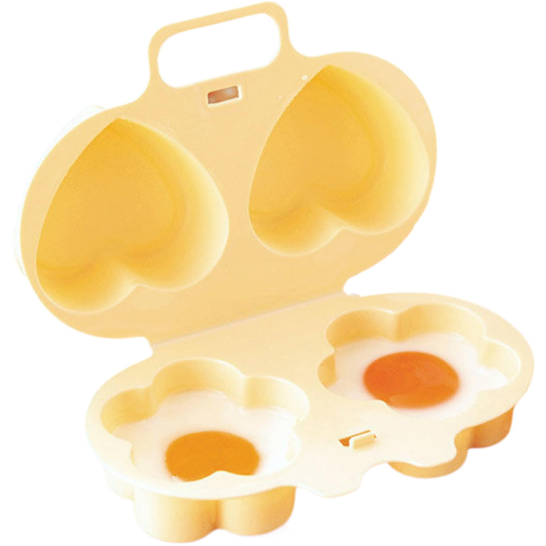 Egg Poachers, Microwave Egg Poacher 2-Cavity Microwave Egg Cooker Food Grade Plastic Microwave Egg Maker Flower ＆ Heart Shaped Egg Poacher for Low-Calorie Breakfasts