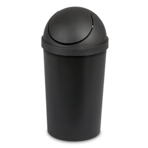 bcwyo 3 gal. round swingtop wastebasket plastic, black