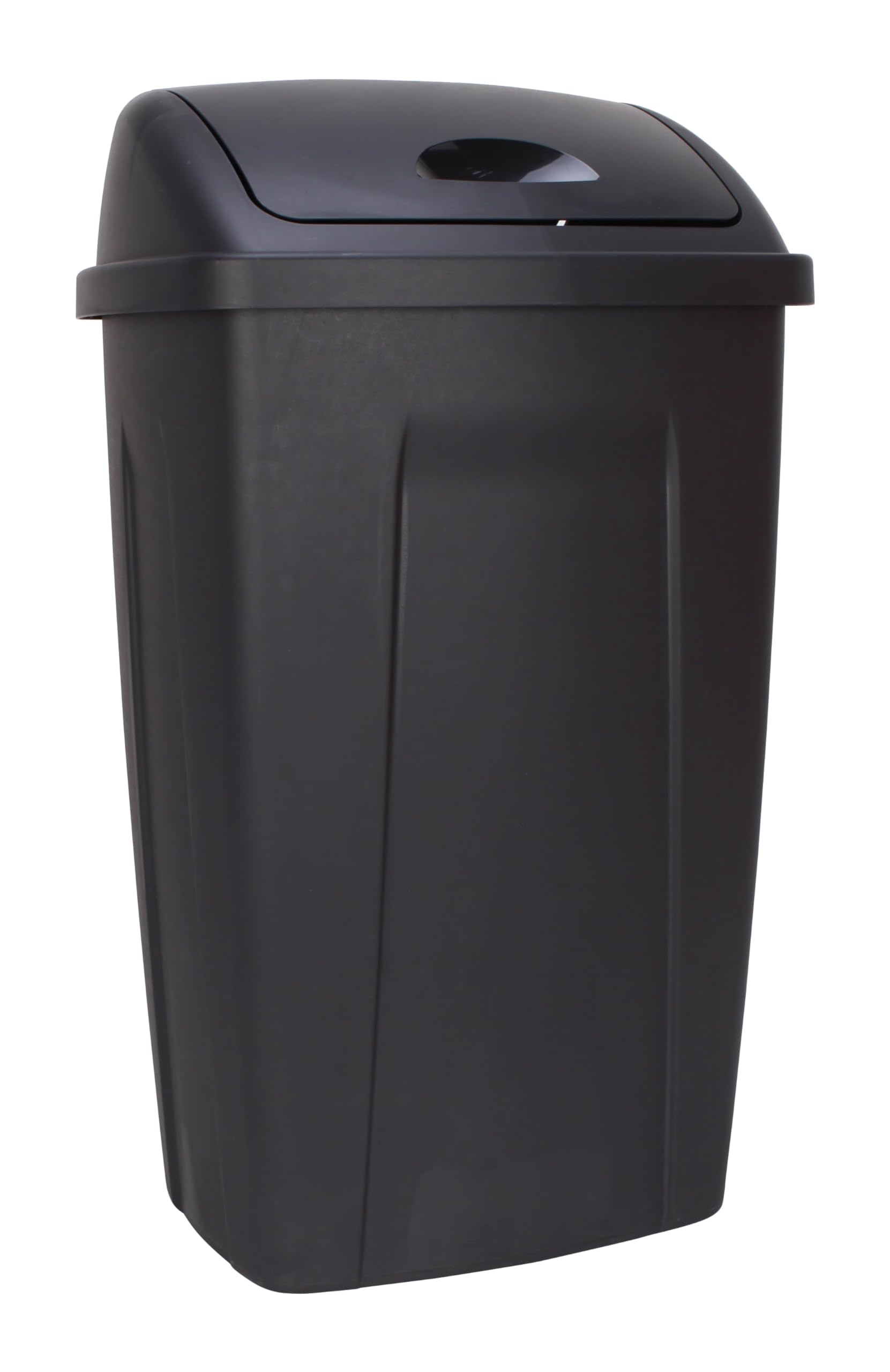 BMHSN 13 Gallon Trash Can, Plastic Swing Top Kitchen Garbage Trash Can, Black