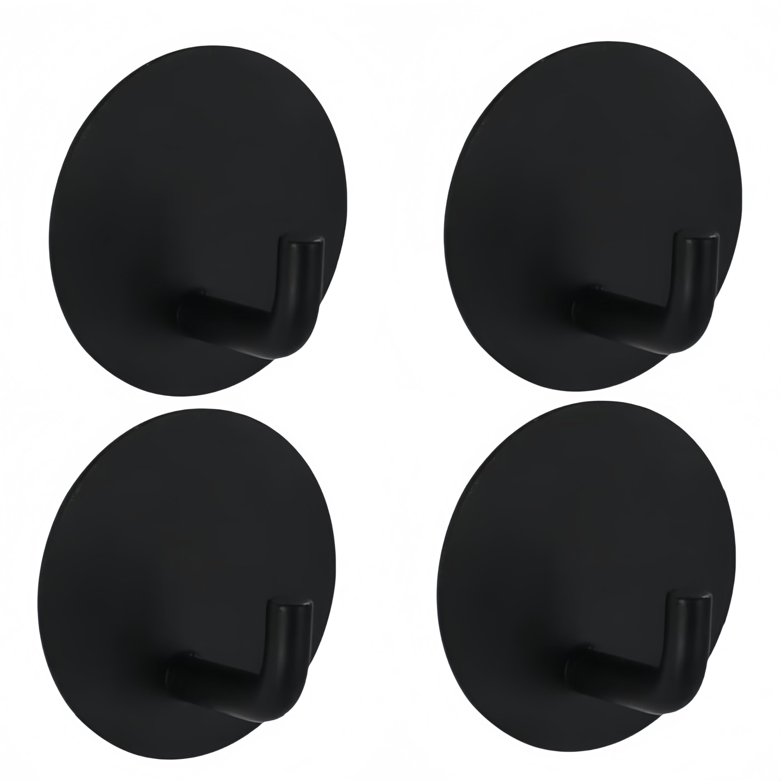 UPEYXDQR Adhesive Hooks Heavy Duty Shower Hook 4 Pack Waterproof, Black Stick on Hooks for Hanging Loofah Towel Robe Clothes, Removable Stainless Steel Bathroom Adhesive Wall Hooks