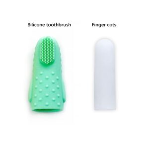 Cooncicy Pet Finger Toothbrush, Dog Tooth Brush Kit for Small Breed, Cat Toothbrush Finger, Teeth Cleaning Tool for Dogs and Cats (Green)