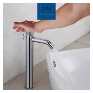 KXFXQTOT Self-Closing Faucet Chrome Water-Saving Bathroom Basin Cold Water delay Button Home Kitchen (Color : Short A)