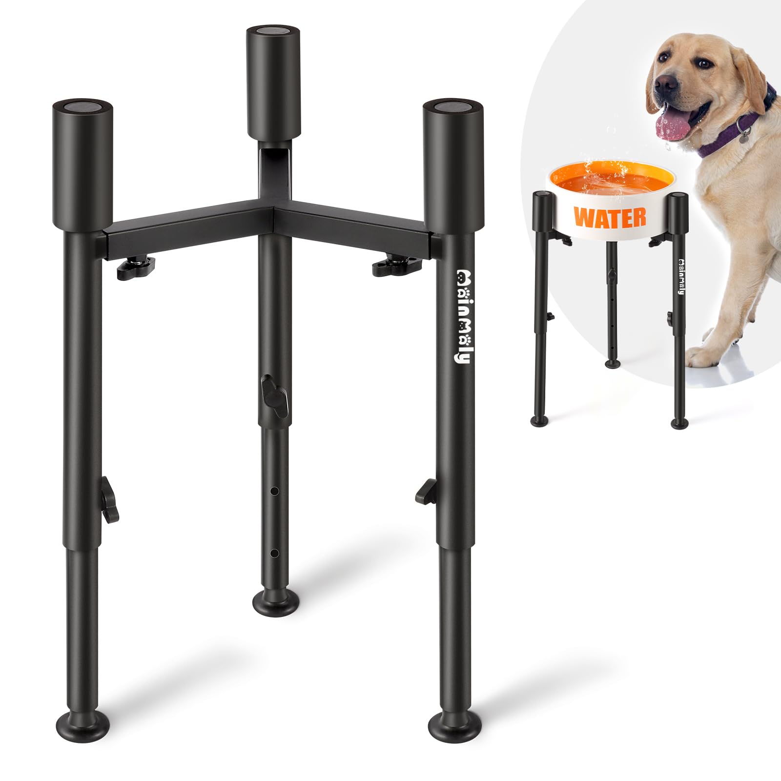 Adjustable Dog Bowl Stand - 5 Heights, Fits 6.6-11" Wide Bowls, Elevated Dog Bowls Holder for Medium and Large Dogs(Triangular Tray)