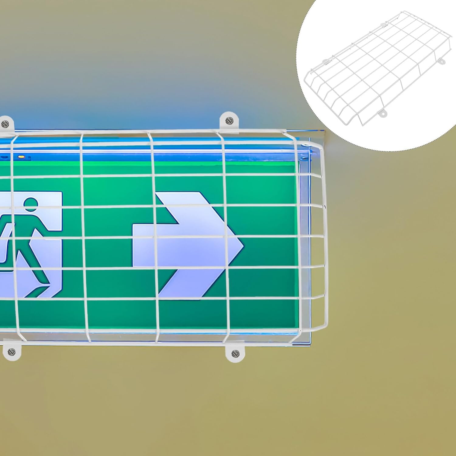 Wire Guard for Exit Sign Emergency Light Metal Wire Guard Damage Stopper Exit Sign Damage Cage Wall Mounted Emergency Signal Protective Cover