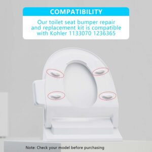 Toilet seat bumper for Kohler 1133070 1236365 Enhances seat Stability and Reduces Noise Replacement Parts 8-piece set