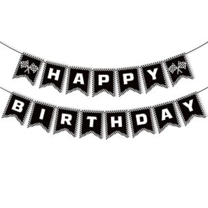 eostankr race car happy birthday banner race car birthday party decorations black and white checkered flag banner racing themed checkered flag party supplies for boys