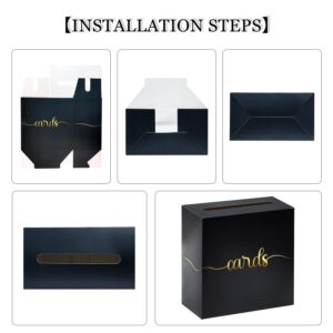 SietDESEO Black and Gold Card Box for Party Envelope Box Money Card Box Gift Card Box Holder for Wedding Reception Baby Shower Birthday Card Box