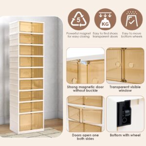 GARPROVM Shoe Rack Organizer for Closet, Shoe Storage Box with Large Storage Containers, Easy Assembly Shoe Cabinet with Lids 9 Tiers 18 Pairs