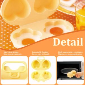 Egg Poachers, Microwave Egg Poacher 2-Cavity Microwave Egg Cooker Food Grade Plastic Microwave Egg Maker Flower ＆ Heart Shaped Egg Poacher for Low-Calorie Breakfasts