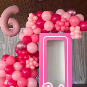 Funhot Pink Balloons Set, 60PCS Hot Pink Latex Balloons, 12Inch Pink Confetti Balloon Pastel Pink Metallic Party Balloons Helium for Girls Women Baby Shower Princess Wedding Birthday Party Decoration