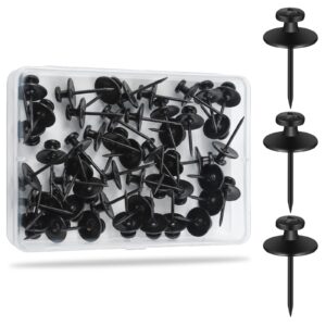 kurui 60pcs double headed nails for hanging pictures, wall hangers without nails, thumb tacks for wall, renter friendly decor push pins for tapestry frame art picture, key holder wall mount-black