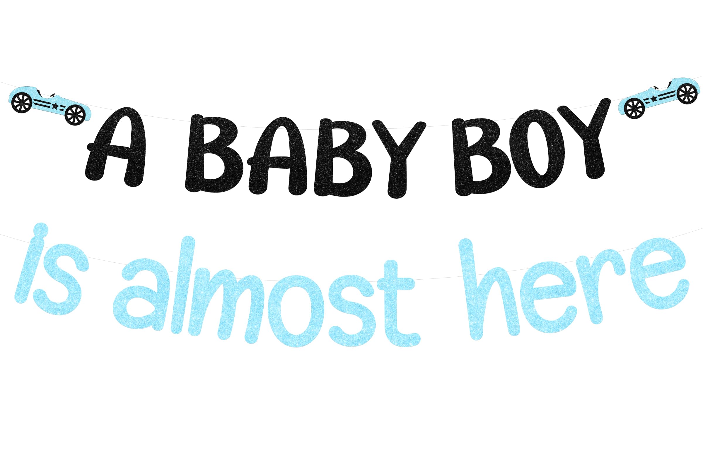 Sursurprise Race Car Baby Shower Decorations, A Baby Boy Is Almost Here Banner, Racing Car Baby Shower Banner, Let’s Go Racing Party Supplies