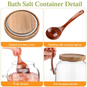 SiliFine 1 Piece 94 oz Bath Salts Glass Jar with Wooden Lid, Bath Salt Container with Scoop, Glass Containers for Bathroom Bath Decor Airtight Storage Bathtub Accessories for Women