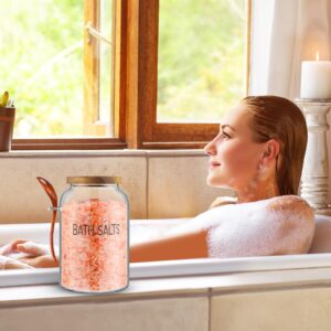 SiliFine 1 Piece 94 oz Bath Salts Glass Jar with Wooden Lid, Bath Salt Container with Scoop, Glass Containers for Bathroom Bath Decor Airtight Storage Bathtub Accessories for Women