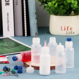 60PCS Glue Applicators Bottles,30ml Plastic Squeezable Dropper Bottles with Blunt Needle Tip 14ga 16ga 18ga 20ga for Glue Applications,Paint Quilling Craft and Oil Squeezable Dropper Bottles Crafting